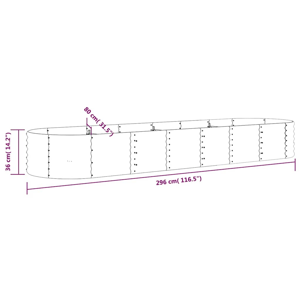 Ζαρντινιέρα Ανθρακί 296x80x36 εκ Γαλβανισμένος χάλυβας
