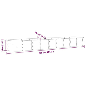 Ζαρντινιέρα Ανθρακί 368x80x36 εκ Γαλβανισμένος χάλυβας