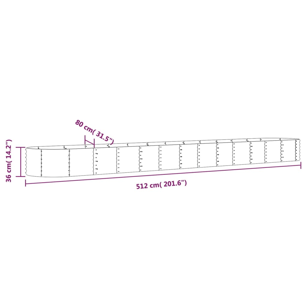 Ζαρντινιέρα Πράσινη 512x80x36 εκ Γαλβανισμένος χάλυβας