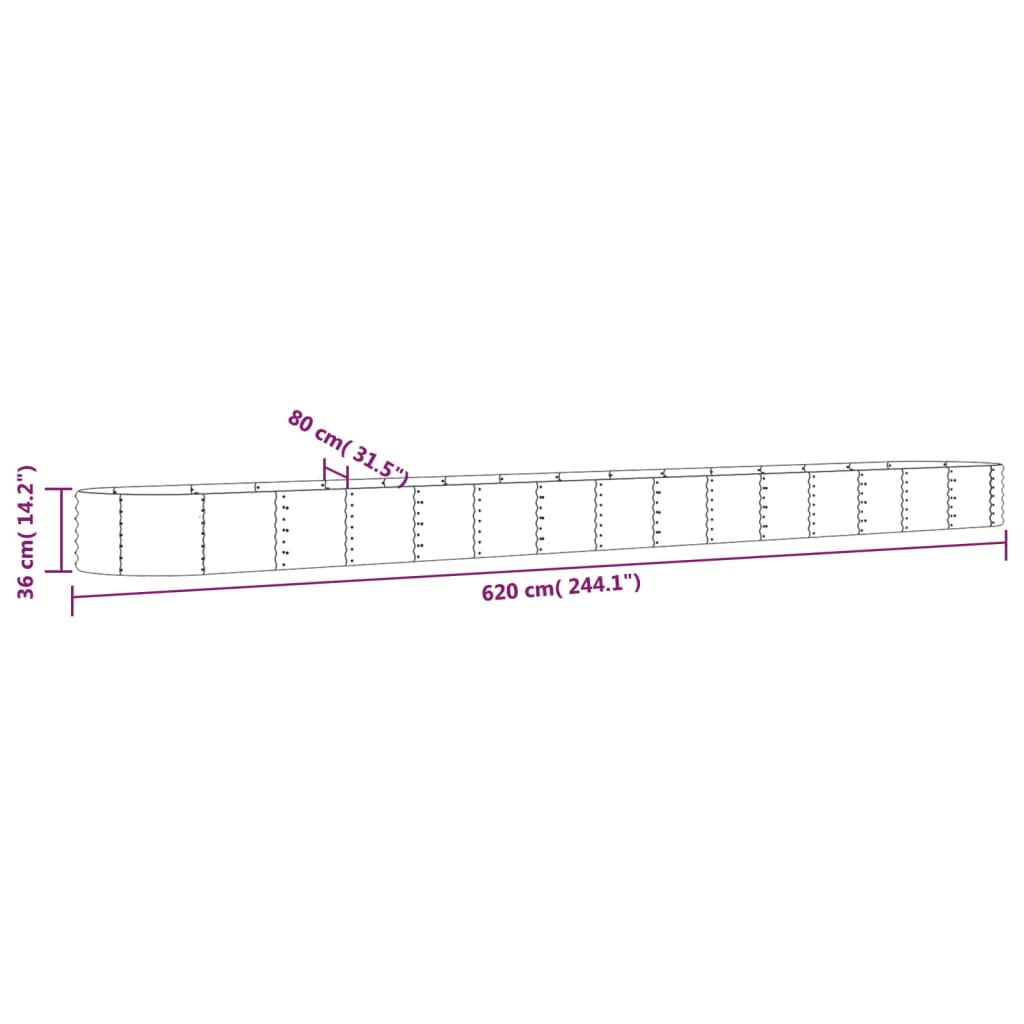 Ζαρντινιέρα Πράσινη 620x80x36 εκ Γαλβανισμένος χάλυβας