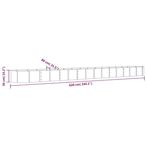Ζαρντινιέρα Γκρι 620x80x36 εκ. Γαλβανισμένος χάλυβας