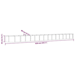 Ζαρντινιέρα Καφέ 620x80x36 εκ. Γαλβανισμένος χάλυβας