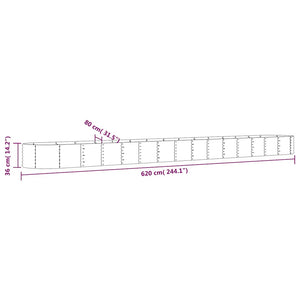 Ζαρντινιέρα Ανθρακί 620x80x36 εκ Γαλβανισμένος χάλυβας