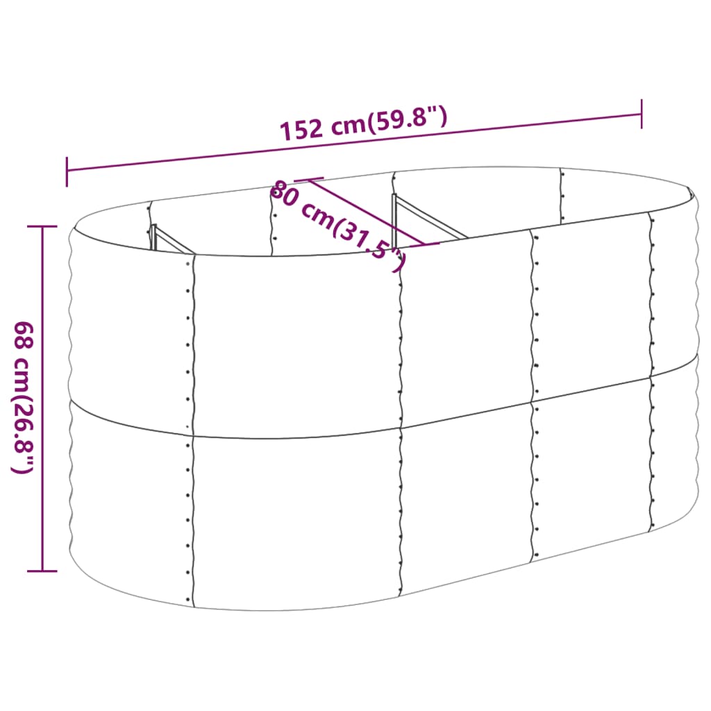 Ζαρντινιέρα Πράσινη 152x80x68 εκ Γαλβανισμένος χάλυβας