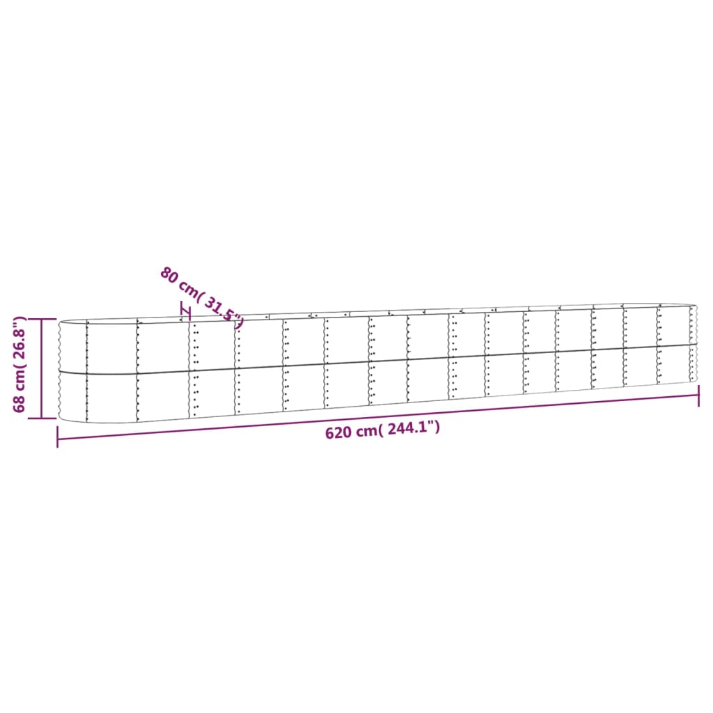 Ζαρντινιέρα Ανθρακί 620x80x68 εκ Ατσάλι με Ηλεκτρ. Βαφή Πούδρας