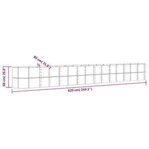 Ζαρντινιέρα Ανθρακί 620x80x68 εκ Ατσάλι με Ηλεκτρ. Βαφή Πούδρας