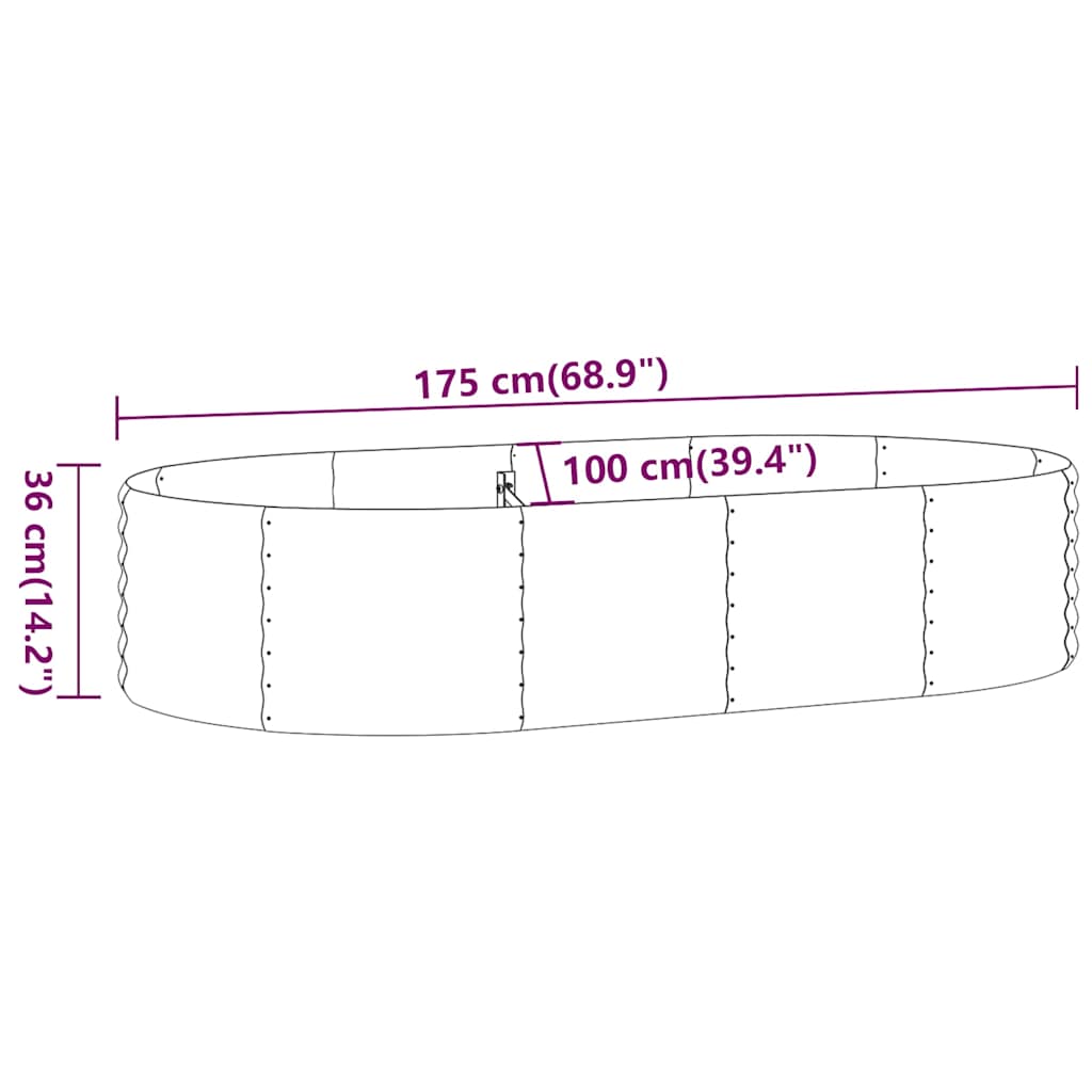 Ζαρντινιέρα Πράσινο 175x100x36εκ. Γαλβανισμένος χάλυβας