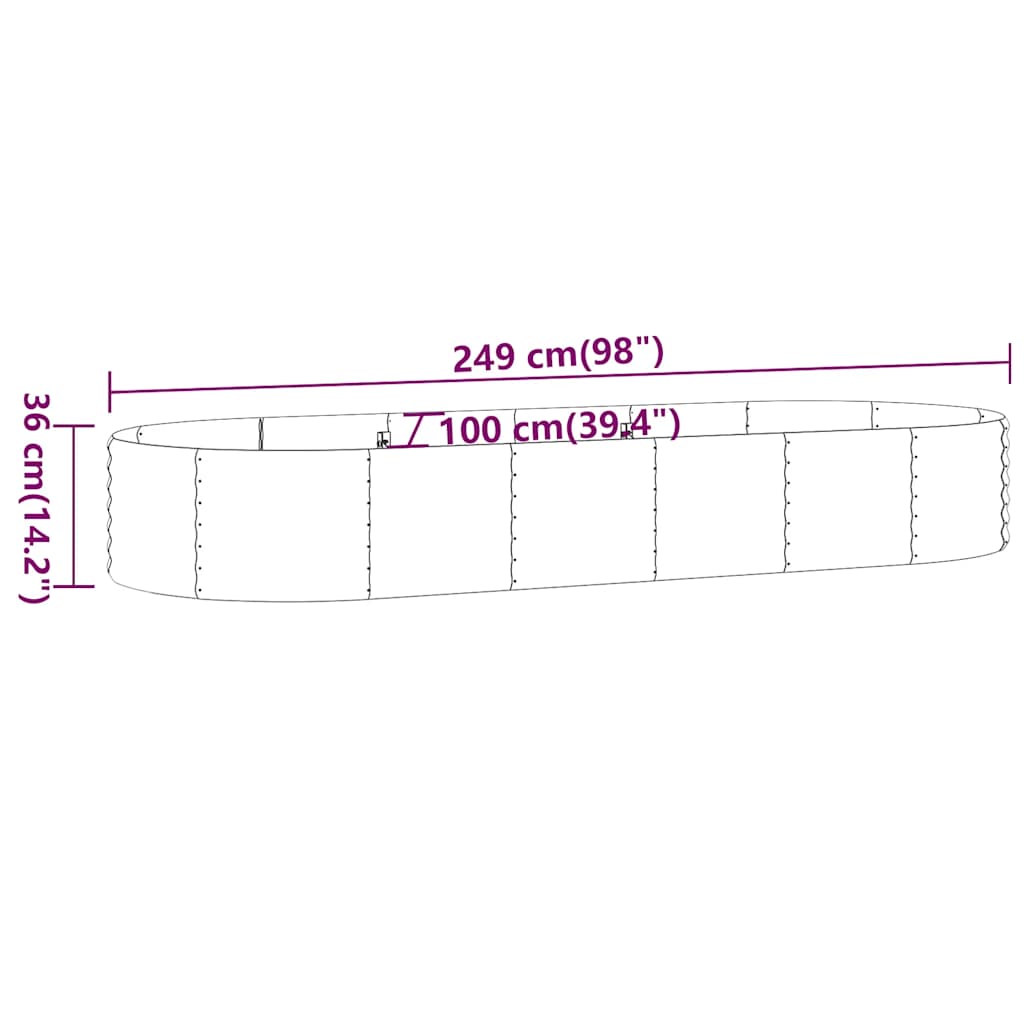 Ζαρντινιέρα Ανθρακί 249x100x36εκ Γαλβανισμένος χάλυβας