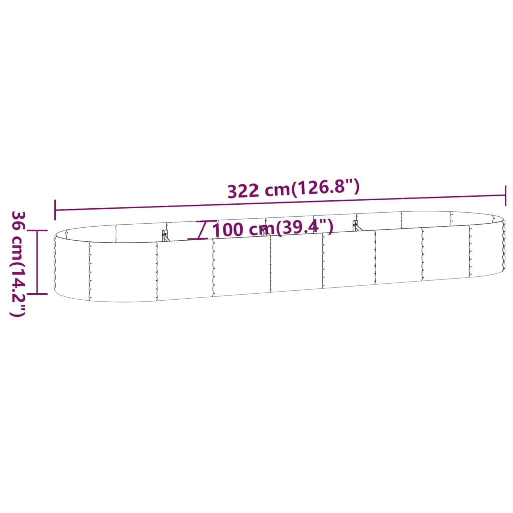 Ζαρντινιέρα Καφέ 322x100x36 εκ. Γαλβανισμένος χάλυβας