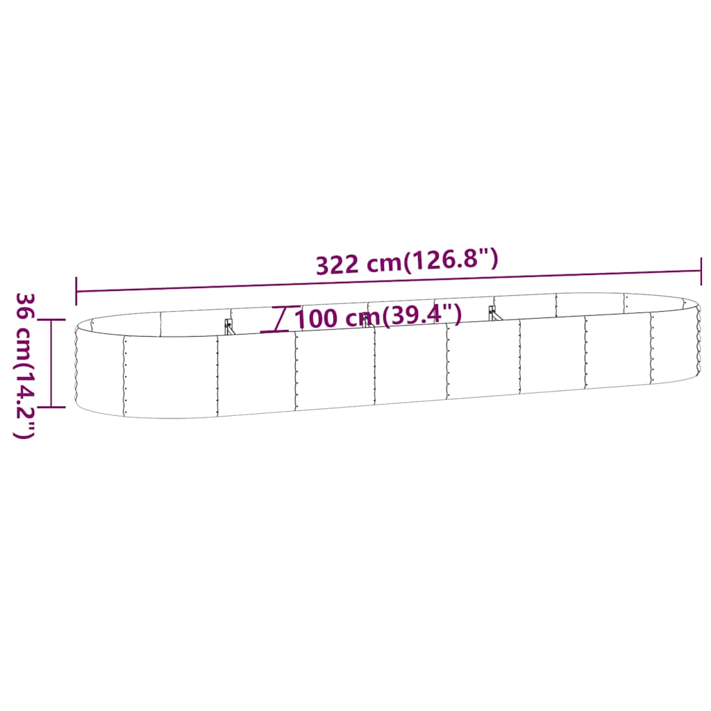 Ζαρντινιέρα Ανθρακί 322x100x36εκ Γαλβανισμένος χάλυβας