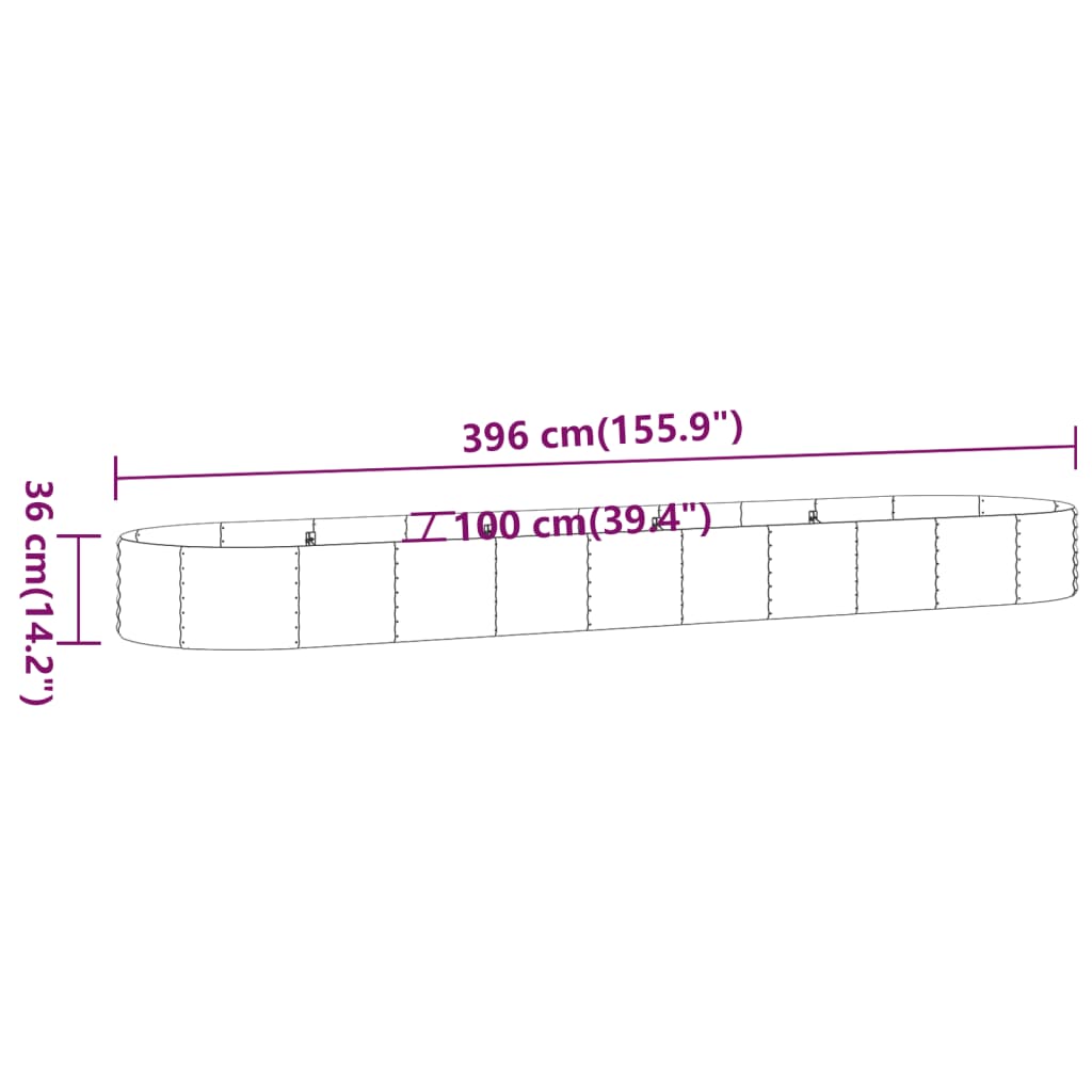 Ζαρντινιέρα Ασημί 507x100x36 εκ. Γαλβανισμένος χάλυβας
