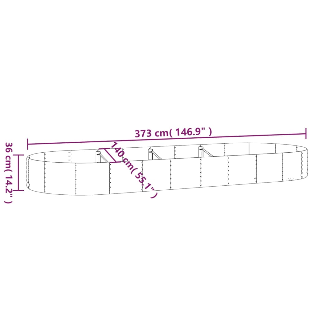 Ζαρντινιέρα Πράσινο 373x140x36εκ. Γαλβανισμένος χάλυβας - Pakobazaar