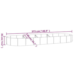 Ζαρντινιέρα Ανθρακί 373x140x36εκ Γαλβανισμένος χάλυβας