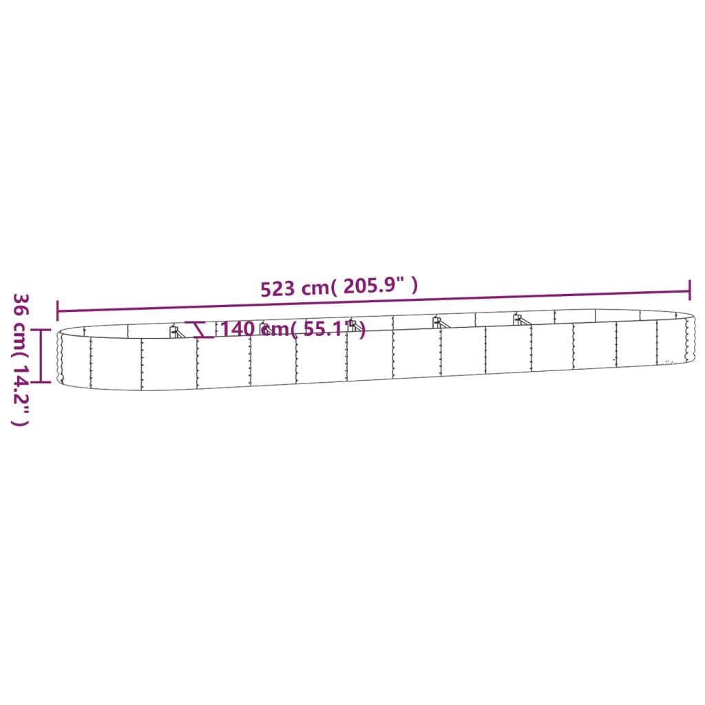 Ζαρντινιέρα Καφέ 523x140x36 εκ. Γαλβανισμένος χάλυβας - Pakobazaar