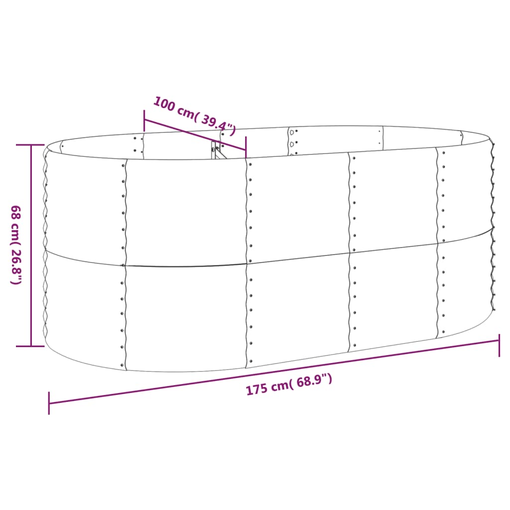 Ζαρντινιέρα Ασημί 175x100x68 εκ. Γαλβανισμένος χάλυβας