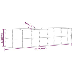 Ζαρντινιέρα Γκρι 322x100x68 εκ. Γαλβανισμένος χάλυβας