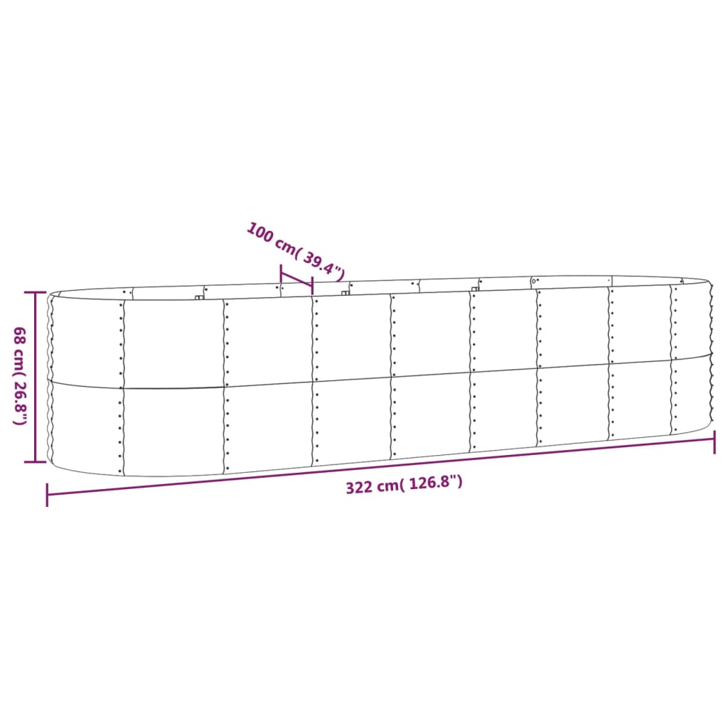 Ζαρντινιέρα Καφέ 322x100x68 εκ. Γαλβανισμένος χάλυβας
