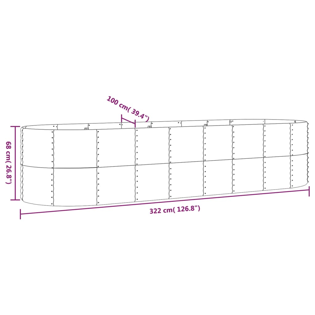 Ζαρντινιέρα Ασημί 322x100x68 εκ. Γαλβανισμένος χάλυβας - Pakobazaar