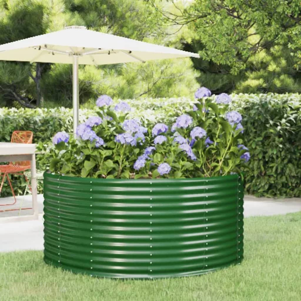 Υπερυψωμένο Ζαρντινιέρα Κήπου Πράσινη 140x140x68 εκ. από Γαλβανισμένο Ατσάλι - Pakobazaar