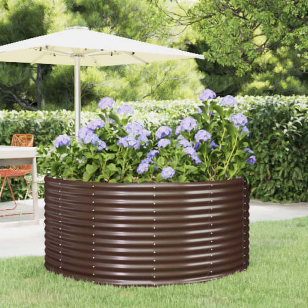 Υπερυψωμένο Ζαρντινιέρα Κήπου Καφέ 140x140x68 εκ. από Γαλβανισμένο Ατσάλι