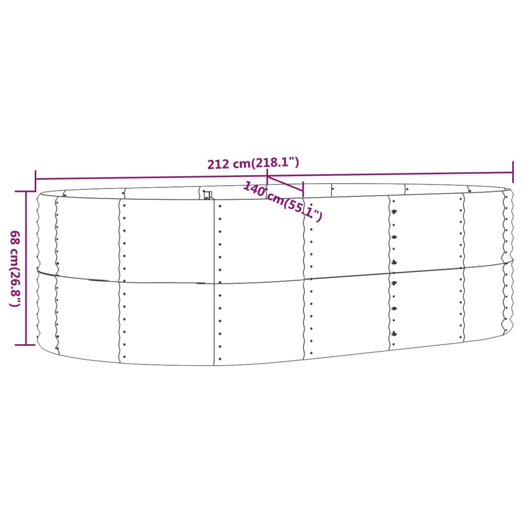 Ζαρντινιέρα Γκρι 212x140x68 εκ. Γαλβανισμένος χάλυβας