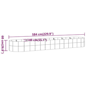 Ζαρντινιέρα Γκρι 584x140x68 εκ. Ατσάλι με Ηλεκτρ. Βαφή Πούδρας - Pakobazaar