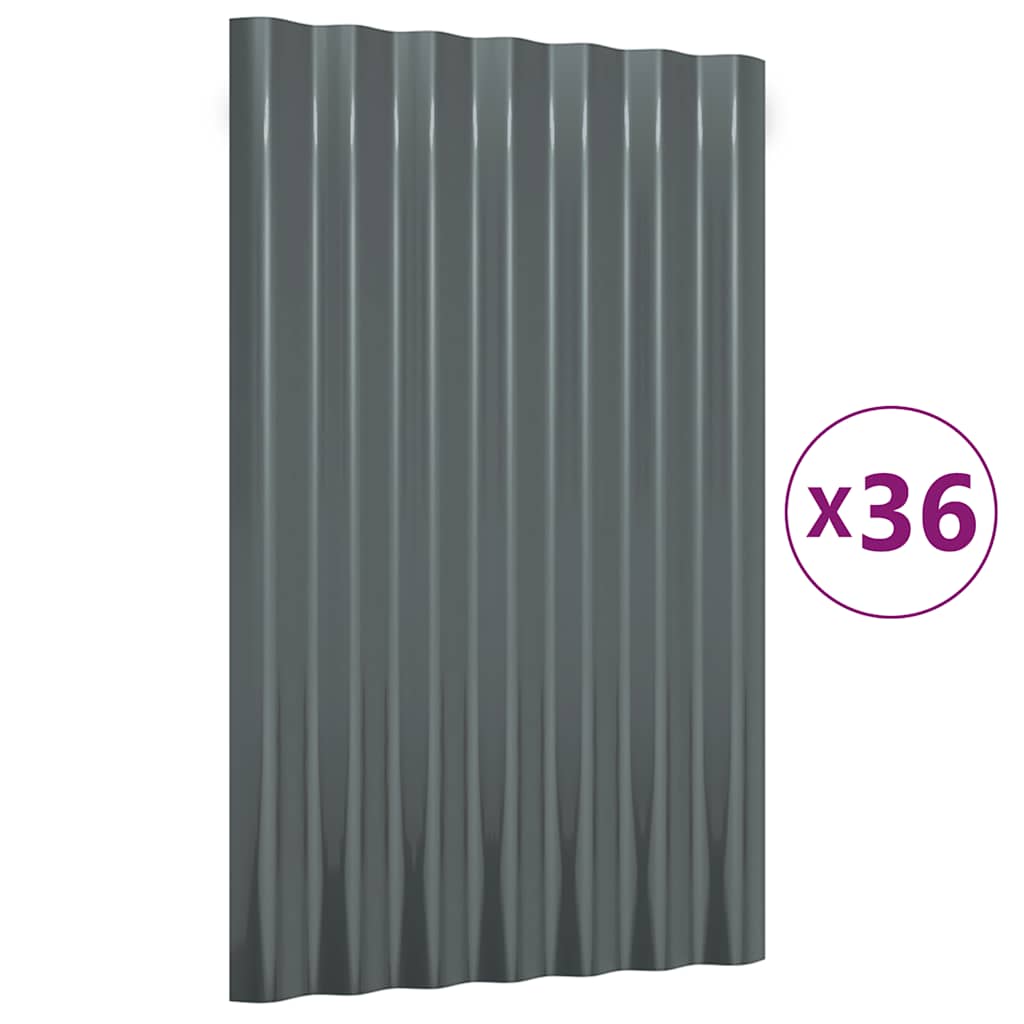 Πάνελ Οροφής 36 τεμ. Ανθρακί 60x36 εκ. Γαλβανισμένος χάλυβας - Pakobazaar
