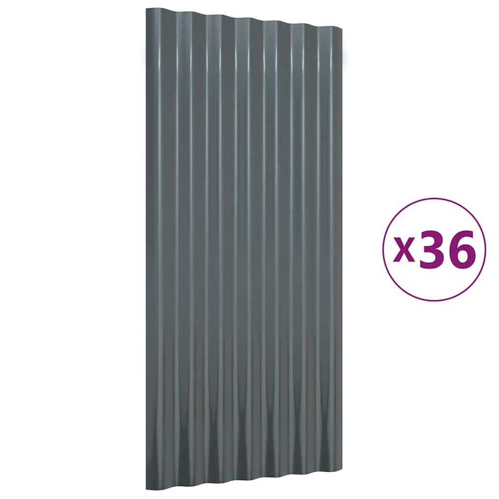 Πάνελ Οροφής 36 τεμ. Ανθρακί 80x36 εκ. Γαλβανισμένος χάλυβας
