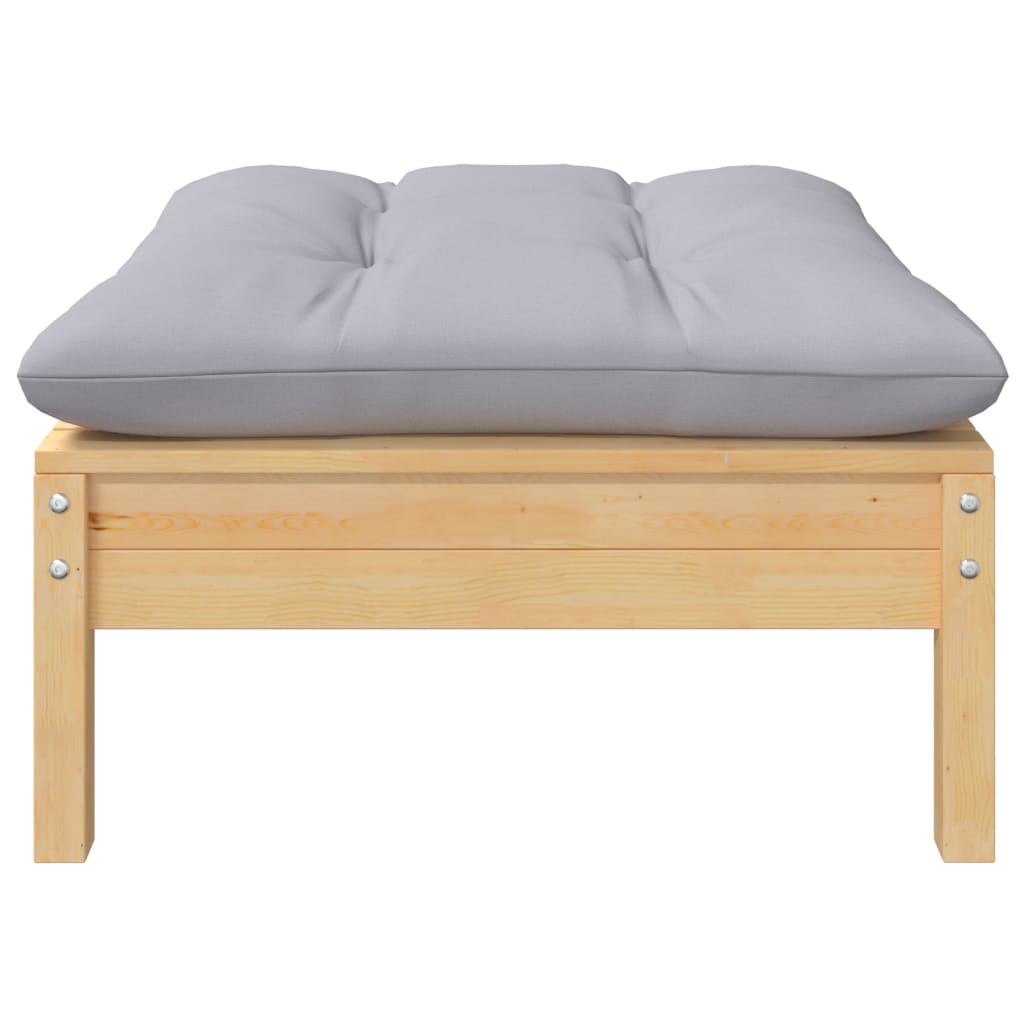 Σαλόνι Κήπου Σετ 9 τεμ. από Μασίφ Ξύλο Πεύκου με Γκρι Μαξιλάρια - PAKOBAZAAR