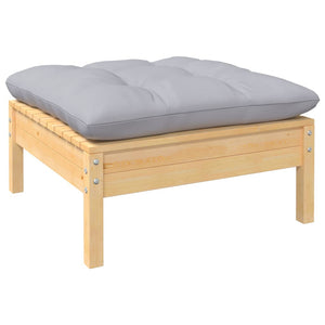 Σαλόνι Κήπου Σετ 7 Τεμαχίων Μασίφ Ξύλο Πεύκου με Γκρι Μαξιλάρια - PAKOBAZAAR