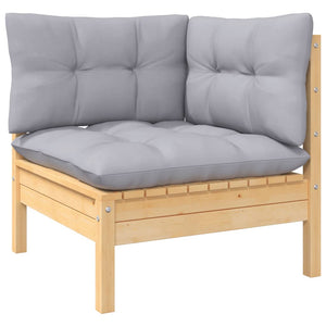 Σαλόνι Κήπου Σετ 5 Τεμαχίων Ξύλο Πεύκου με Γκρι Μαξιλάρια - PAKOBAZAAR