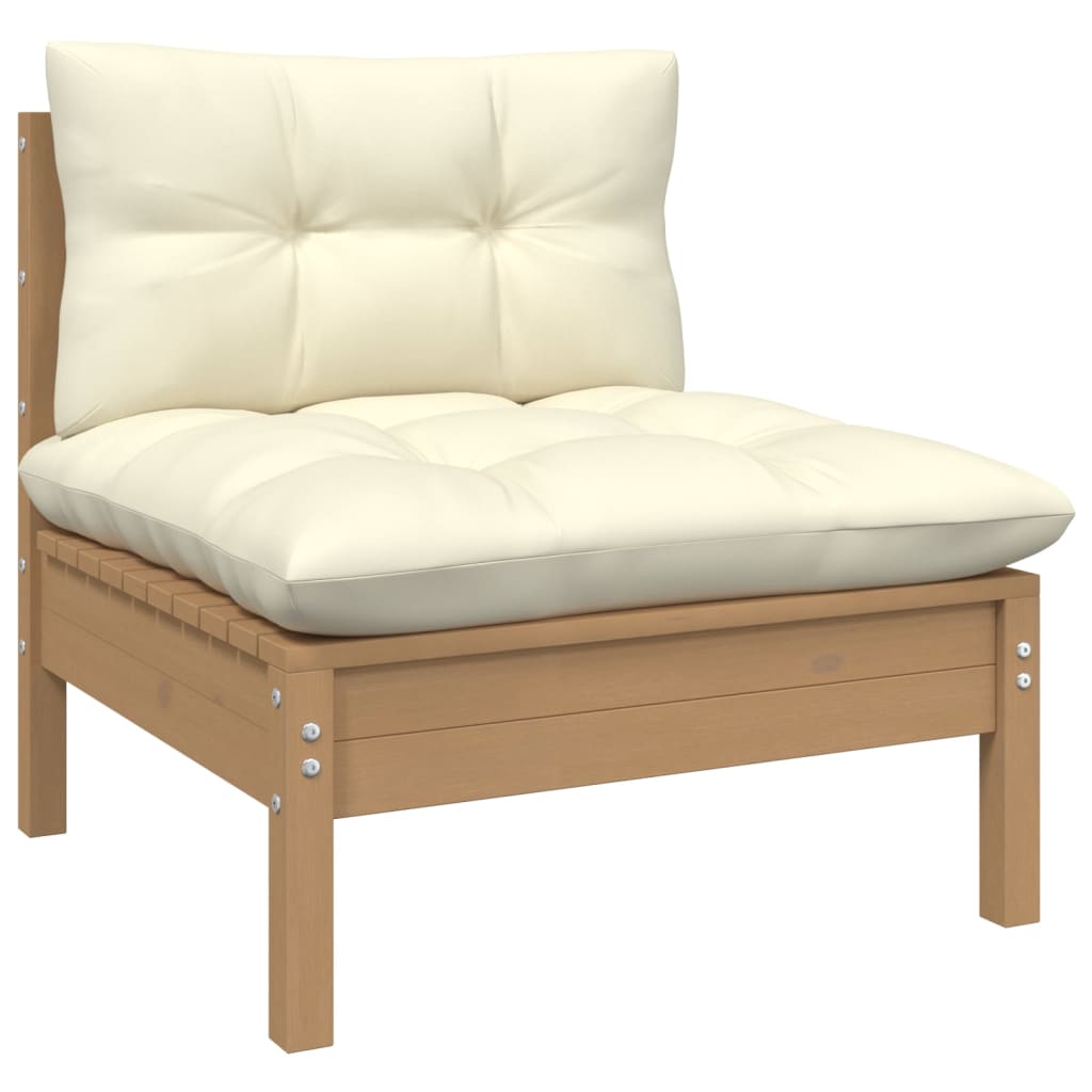 Σαλόνι Κήπου Σετ 9 Τεμαχίων Καφέ Μελί Ξύλο Πεύκου με Μαξιλάρια