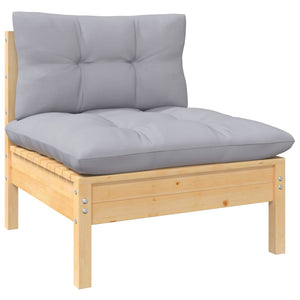 Σαλόνι Κήπου Σετ 11 Τεμαχίων Ξύλο Πεύκου με Γκρι Μαξιλάρια - PAKOBAZAAR