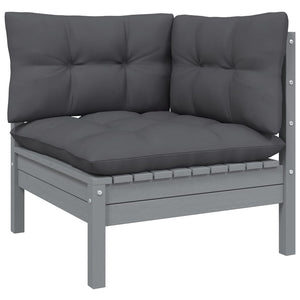 Σαλόνι Κήπου Σετ 10 Τεμαχίων Γκρι από Ξύλο Πεύκου με Μαξιλάρια - Pakobazaar
