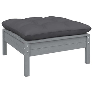 Σαλόνι Κήπου Σετ 10 Τεμαχίων Γκρι από Ξύλο Πεύκου με Μαξιλάρια - Pakobazaar