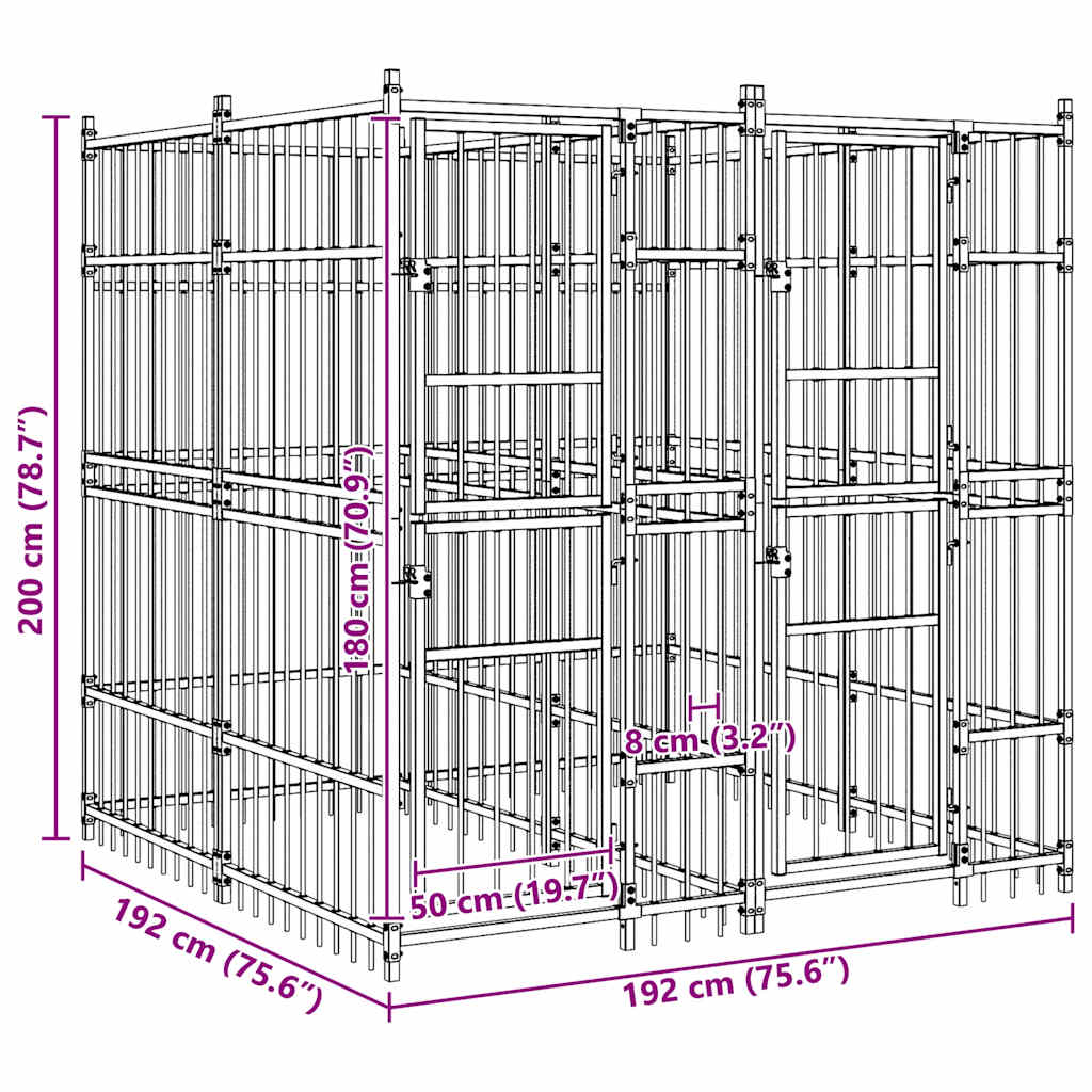 Κλουβί Σκύλου Εξωτερικού Χώρου 3,69 μ² από Ατσάλι - PAKOBAZAAR