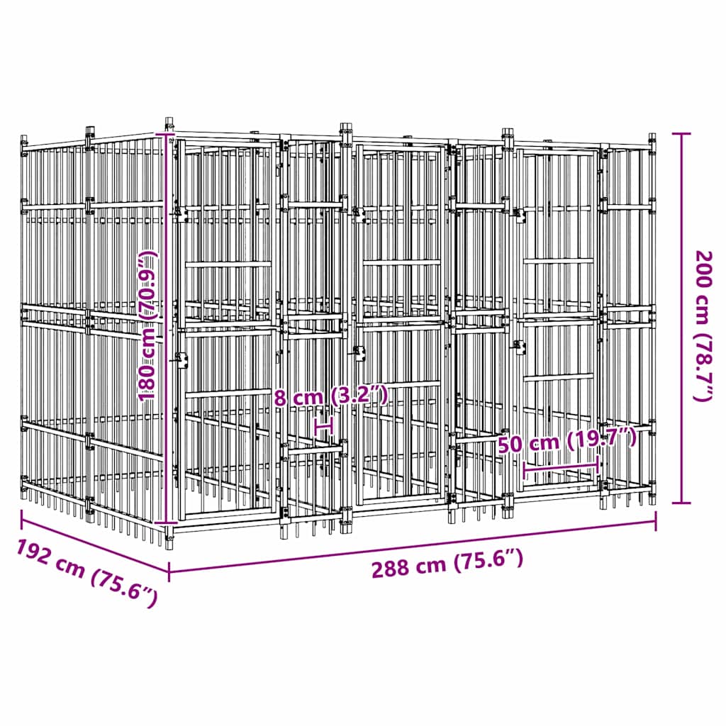 Κλουβί Σκύλου Εξωτερικού Χώρου 7,37 μ² από Ατσάλι - PAKOBAZAAR