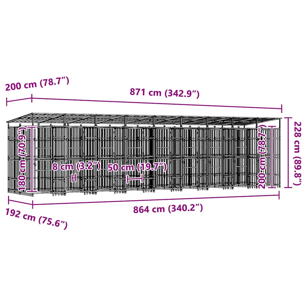 Κλουβί Σκύλου Εξωτερικού Χώρου 16,59 μ² από Ατσάλι - PAKOBAZAAR