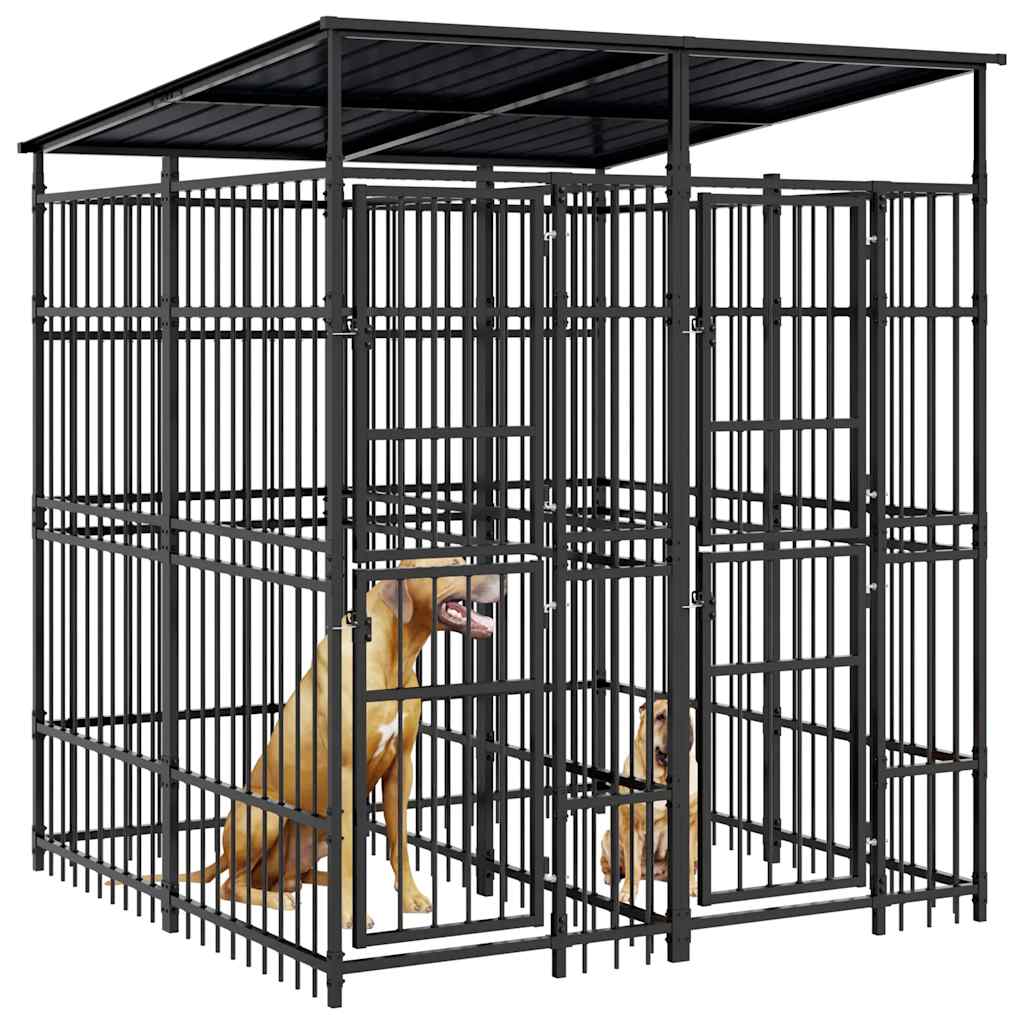 Κλουβί Σκύλου Εξωτερικού Χώρου με Οροφή 3,69 μ² από Ατσάλι - PAKOBAZAAR