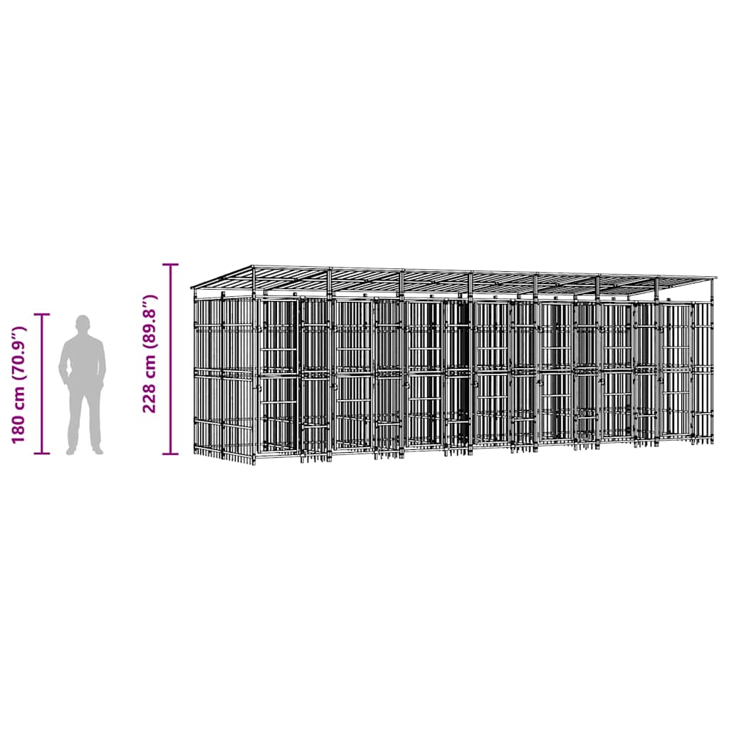 Κλουβί Σκύλου Εξωτερικού Χώρου με Οροφή 12,9 μ² από Ατσάλι - PAKOBAZAAR