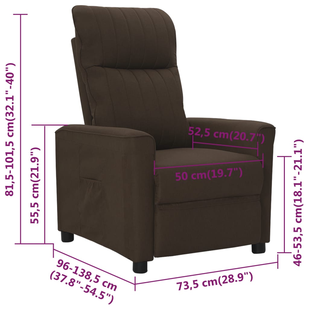 Πολυθρόνα Ανακλινόμενη Σκούρο Καφέ Υφασμάτινη