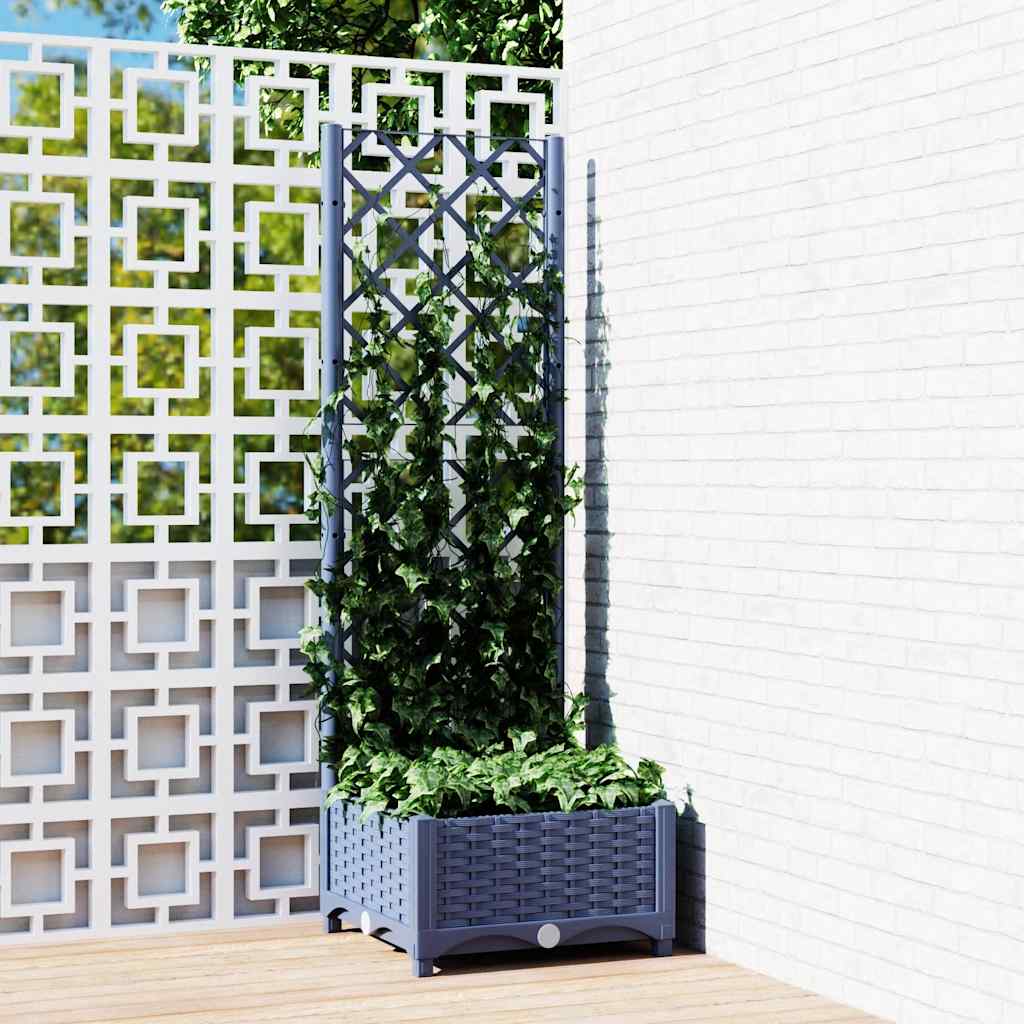 Γλάστρα Κήπου με Πλέγμα Μπλε Γκρι 40x40x121,5 εκ. από Πολυπροπυλένιο