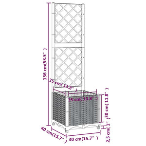 Γλάστρα Κήπου με Πλέγμα Μπλε Γκρι 40x40x136 εκ. από Πολυπροπυλένιο