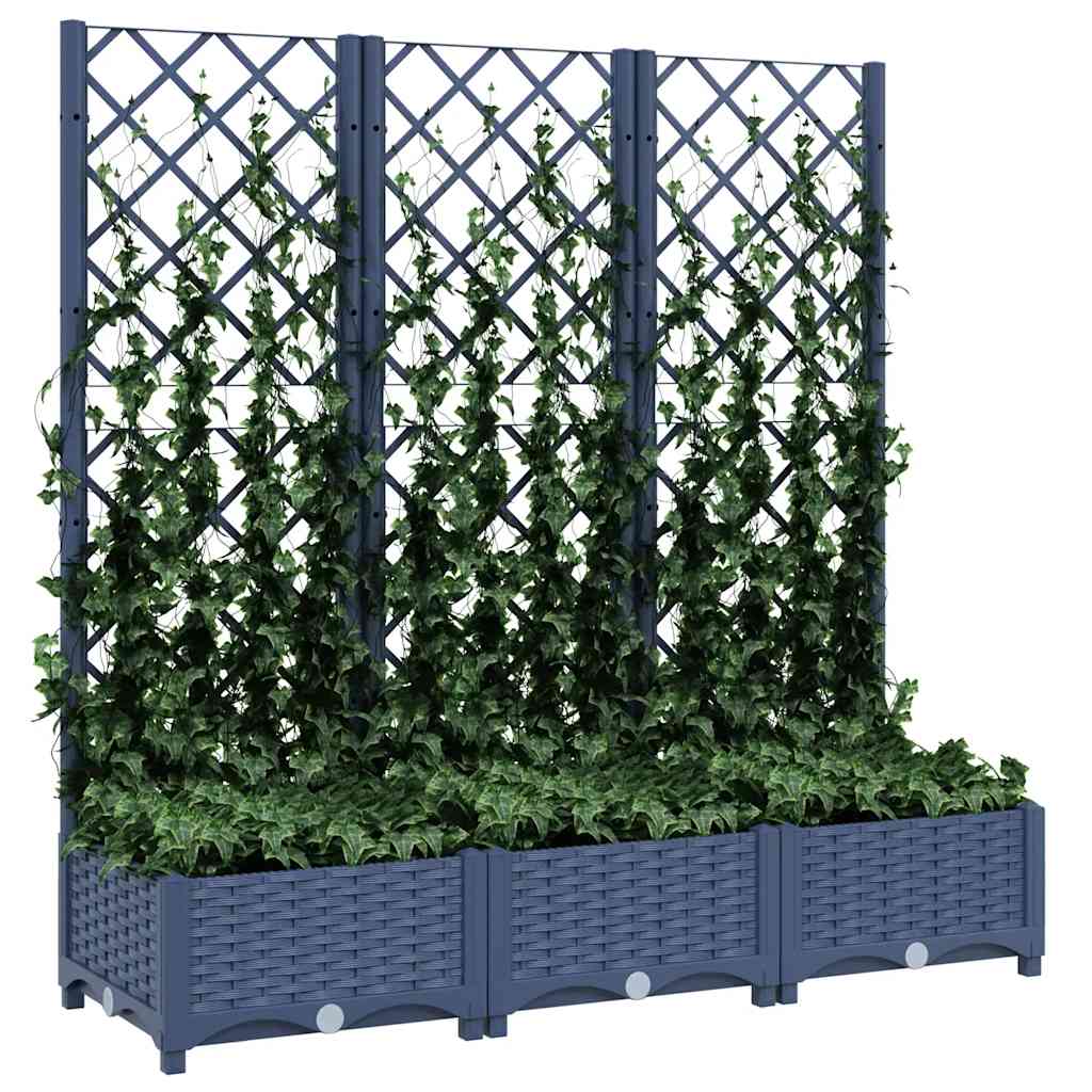 Ζαρντινιέρα Κήπου με Καφασωτό Μπλε Γκρι 120x40x121,5εκ από PP