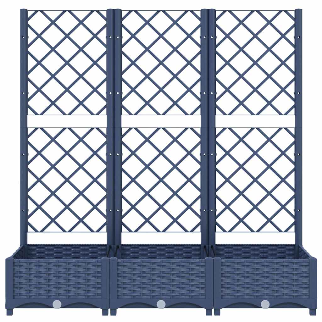 Ζαρντινιέρα Κήπου με Καφασωτό Μπλε Γκρι 120x40x121,5εκ από PP