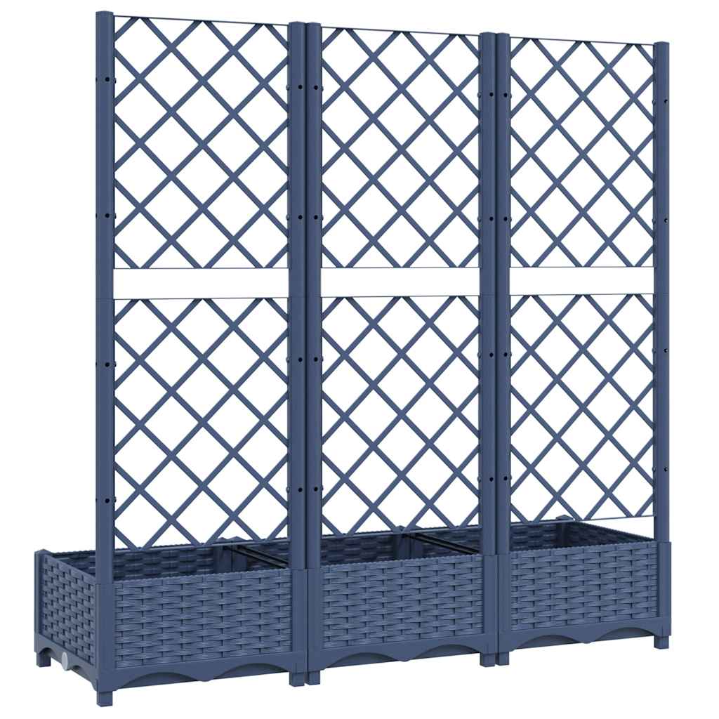 Ζαρντινιέρα Κήπου με Καφασωτό Μπλε Γκρι 120x40x121,5εκ από PP