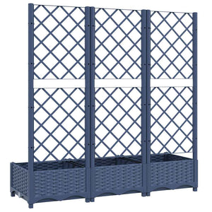 Ζαρντινιέρα Κήπου με Καφασωτό Μπλε Γκρι 120x40x121,5εκ από PP