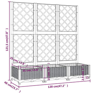 Ζαρντινιέρα Κήπου με Καφασωτό Μπλε Γκρι 120x40x121,5εκ από PP