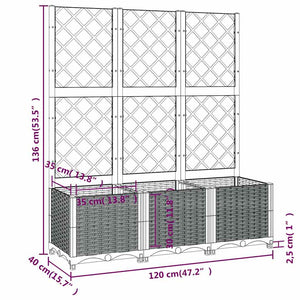 Ζαρντινιέρα Κήπου με Καφασωτό Μπλε Γκρι 120x40x136 εκ. από PP