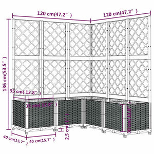 Ζαρντινιέρα Κήπου με Καφασωτό Μπλε Γκρι 120x120x136 εκ από PP